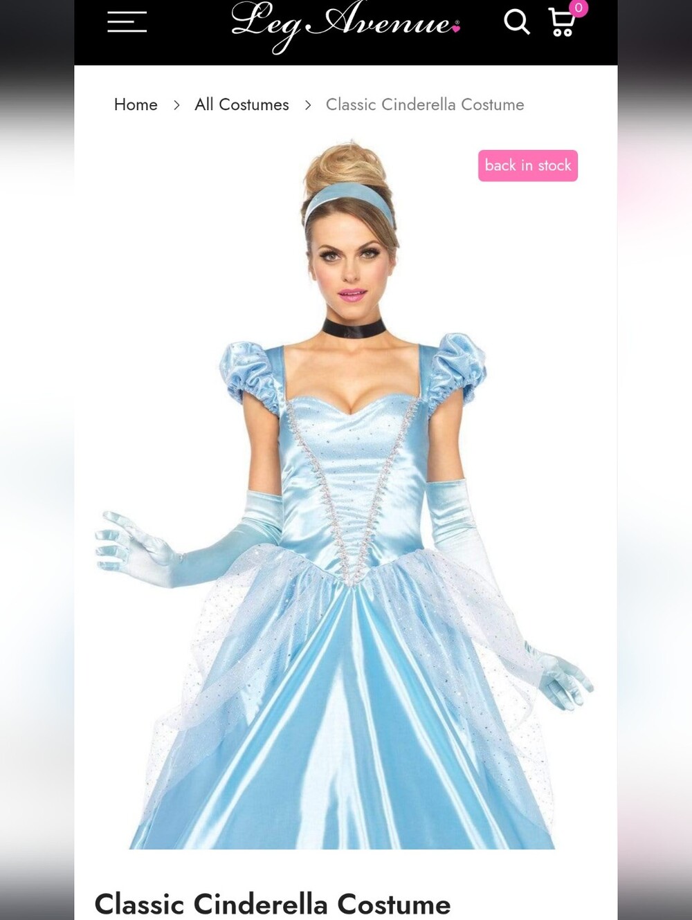 Leg Avenue Cinderella Light Blue Satin Costume Dress